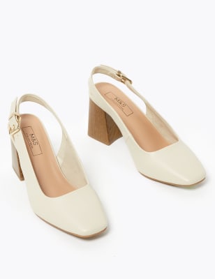 Block Heel Square Toe Slingback Shoes M S Collection M S