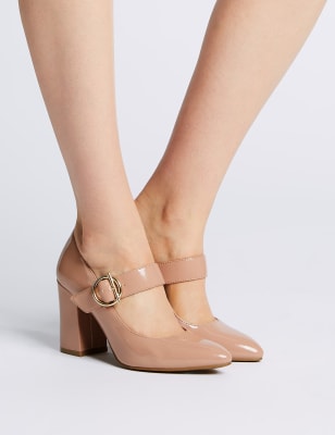 Block Heel Peep Toe Court Shoes, M&S Collection