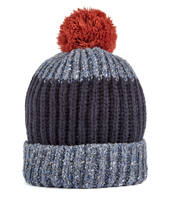 Block Striped Beanie Hat with Wool Image 1 of 1
