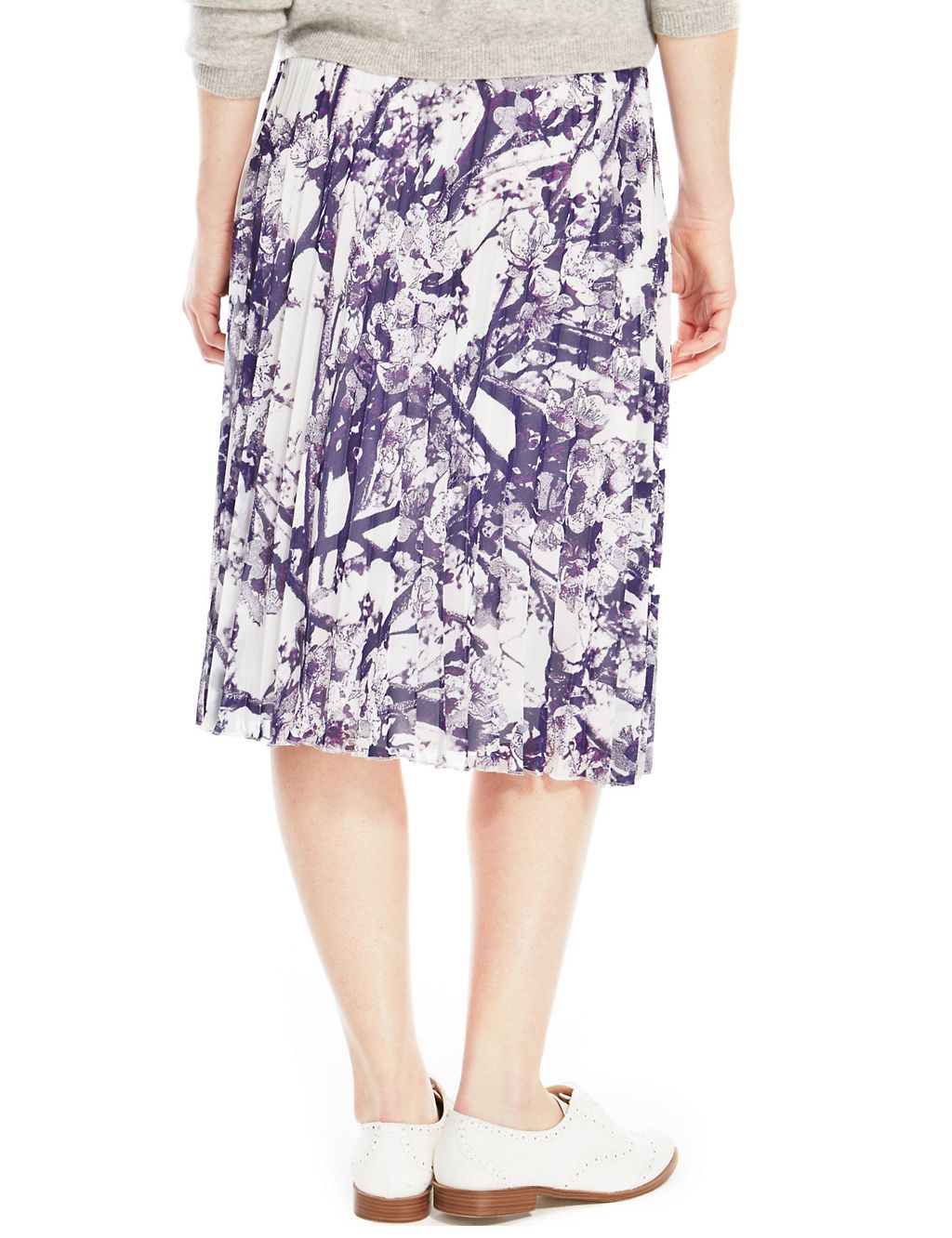 Blossom Print Pleated A-Line Skirt 4 of 4