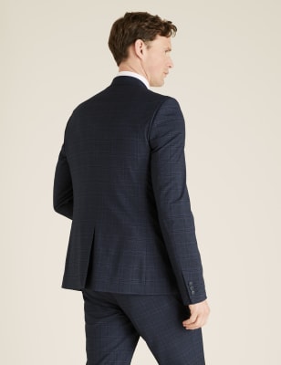 Blue Brown Slim Fit Check Jacket | M&S Collection | M&S Blue Brown Slim Fit Check Jacket | M&S Collection | M&S