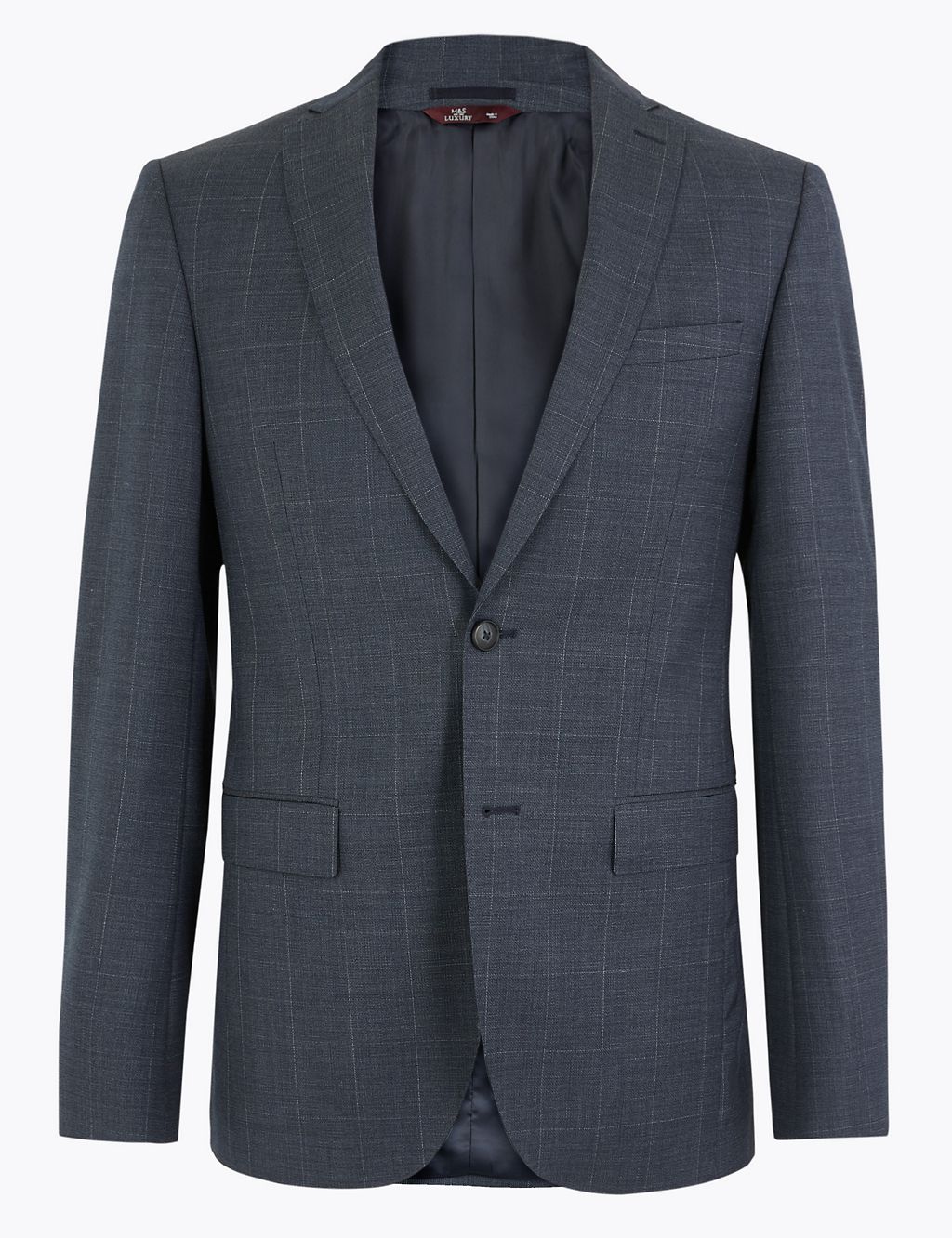 Blue Checked Slim Fit Wool Jacket 1 of 7