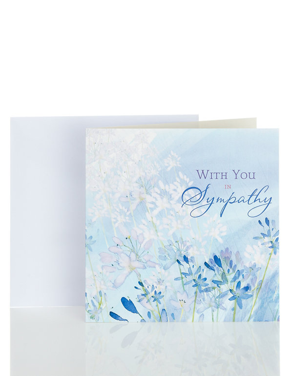 Blue Floral Sympathy Greetings Card Image 1 of 2