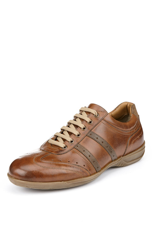 Blue Harbour Leather Punch Hole Trainers Image 1 of 1