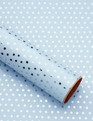 Blue Polka Dot 1.5 Meter Roll Wrapping Paper M&S