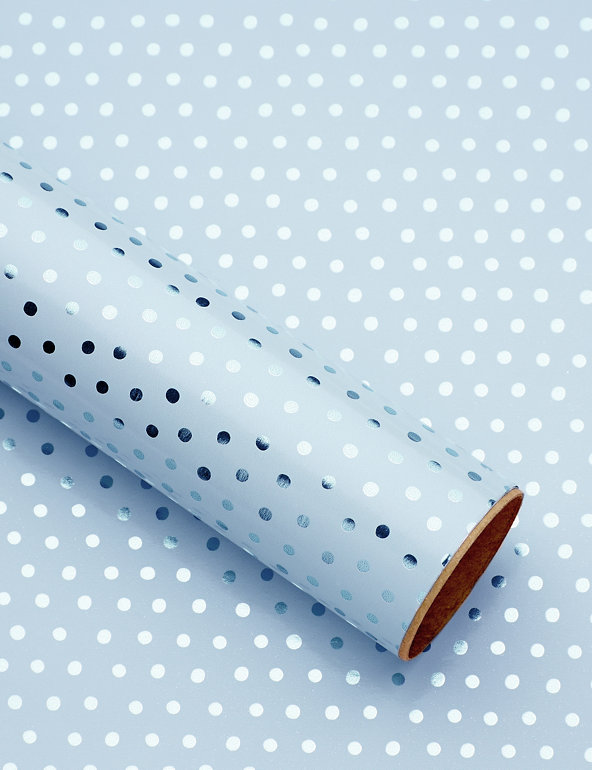 Blue Polka Dot 1.5 Meter Roll Wrapping Paper Image 1 of 1