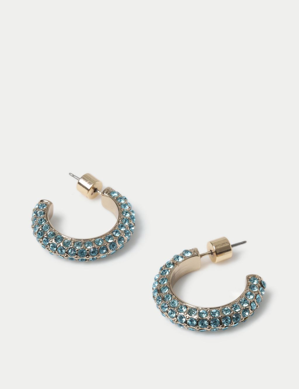 Blue Rhinestone Pave Hoop Earrings 2 of 2