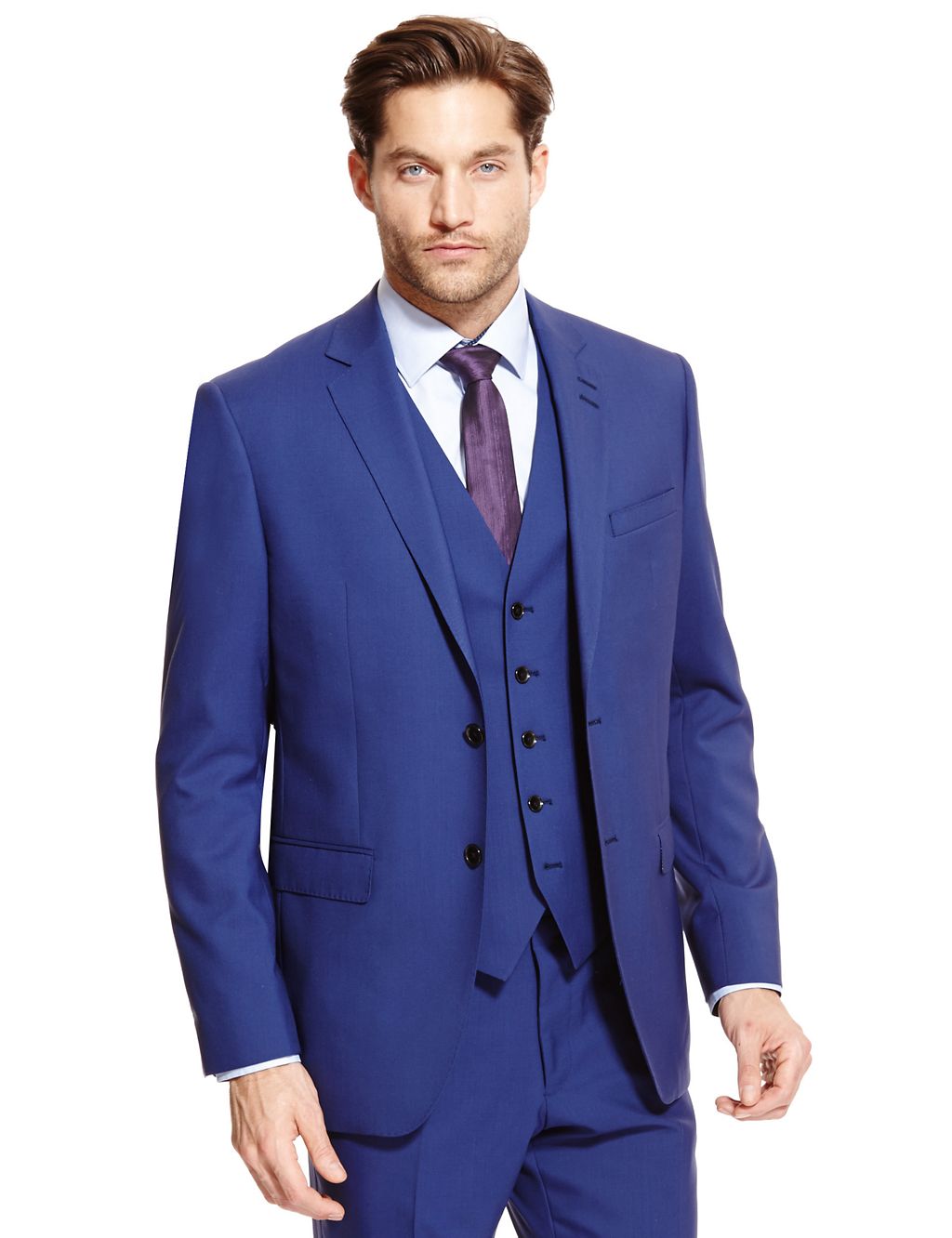 Blue Tailored Fit 2 Button Jacket 2 of 6