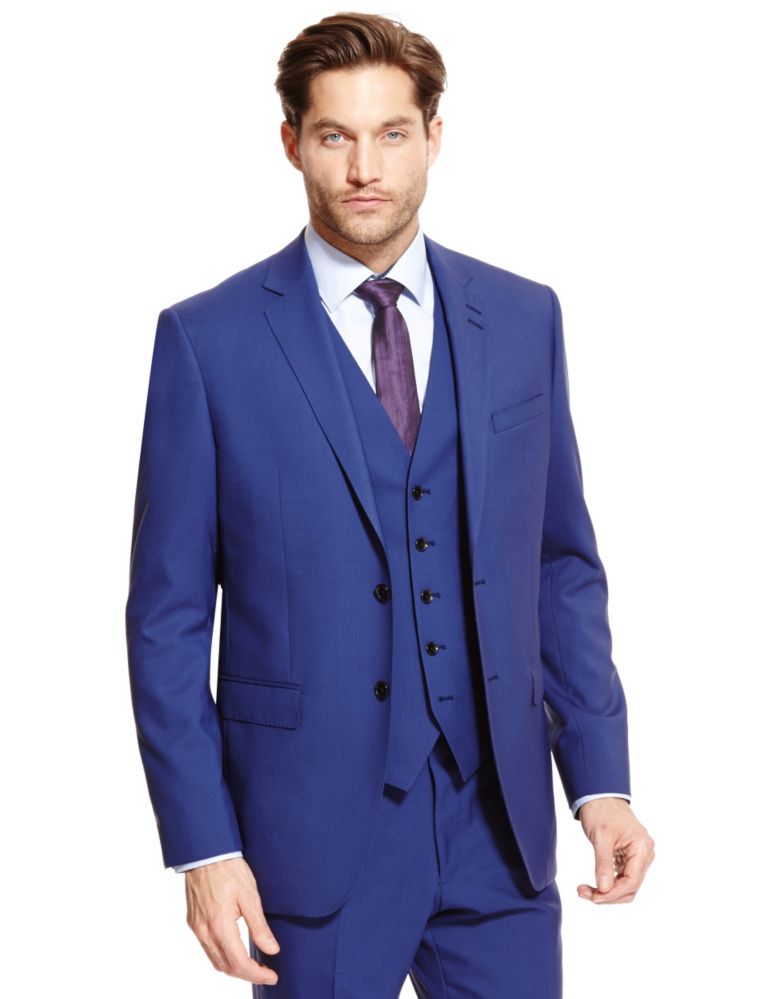 Blue Tailored Fit 2 Button Jacket 3 of 6