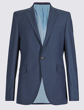 Blue Tailored Fit Single Breasted Jacket Image 2 of 6