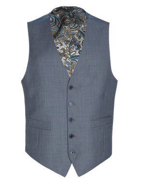 Blue Tailored Fit Waistcoat Image 2 of 3