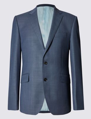 Blue Tailored Fit Wool Jacket Image 2 of 9