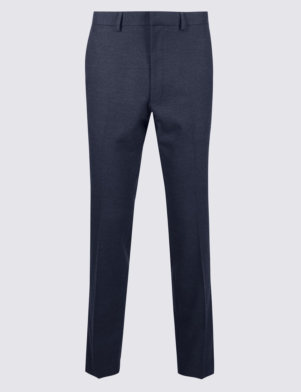 Blue Textured Slim Fit Trousers 1 of 6