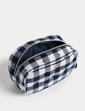 Blue and White Gingham Cosmetic Bag Image 2 of 3