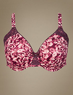 Blurred Animal Print Non-Padded Underwired Minimiser Full Cup Bra C-G Image 2 of 4