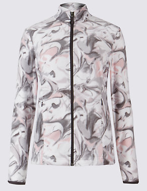 Blurred Floral Print Fleece Jacket Image 2 of 4