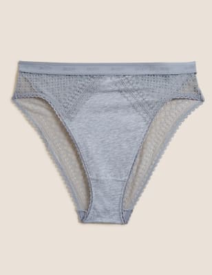 Size 14 to 18 M&S PERIWINKLE All Over Lace Sporty Trim High Leg Knickers Size 14 to 18 M&S PERIWINKLE All Over Lace Sporty Trim High Leg Knickers