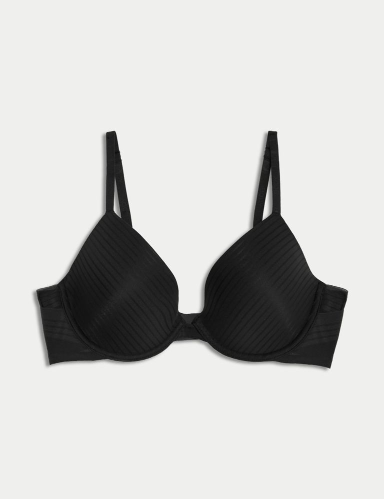 M&S NON WIRED Cotton Rich FULL CUP T Shirt Bra In BLACK Size 32AA