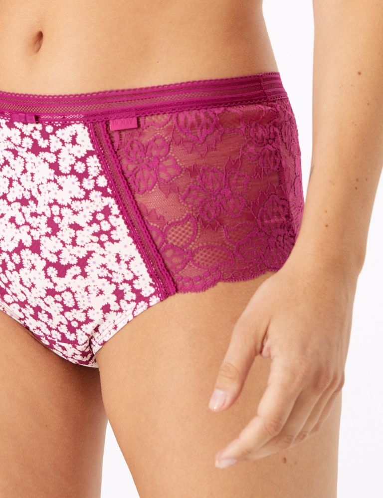 Body Floral Print Lace Back Knickers 4 of 4