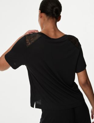 Body with lace details, Black, Woman