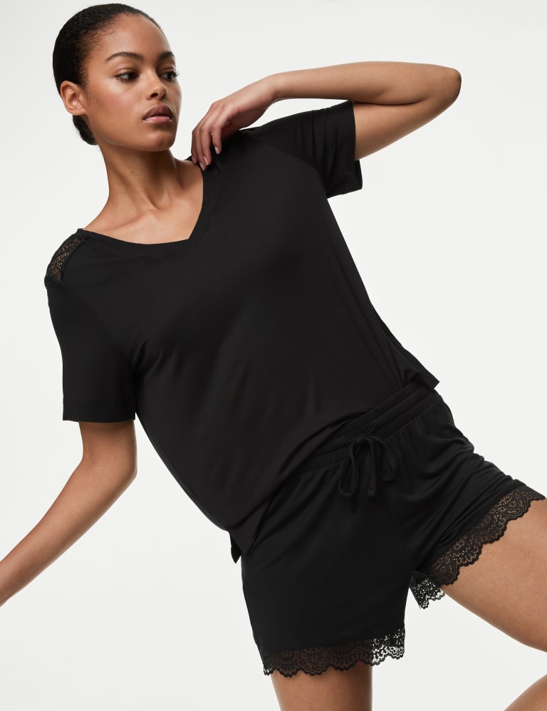 Body Soft Lace Trim Pyjama Shorts Body by M S M S