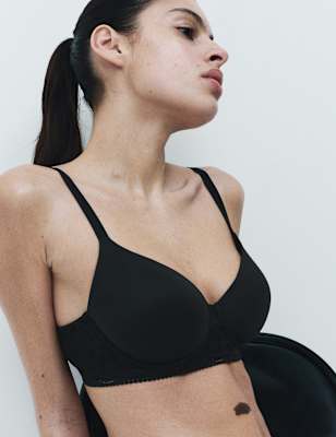 Marks & Spencer 2-Pack Non-Wired Cotton Rich Full Cup T-Shirt Bra - Grey/Black 34A