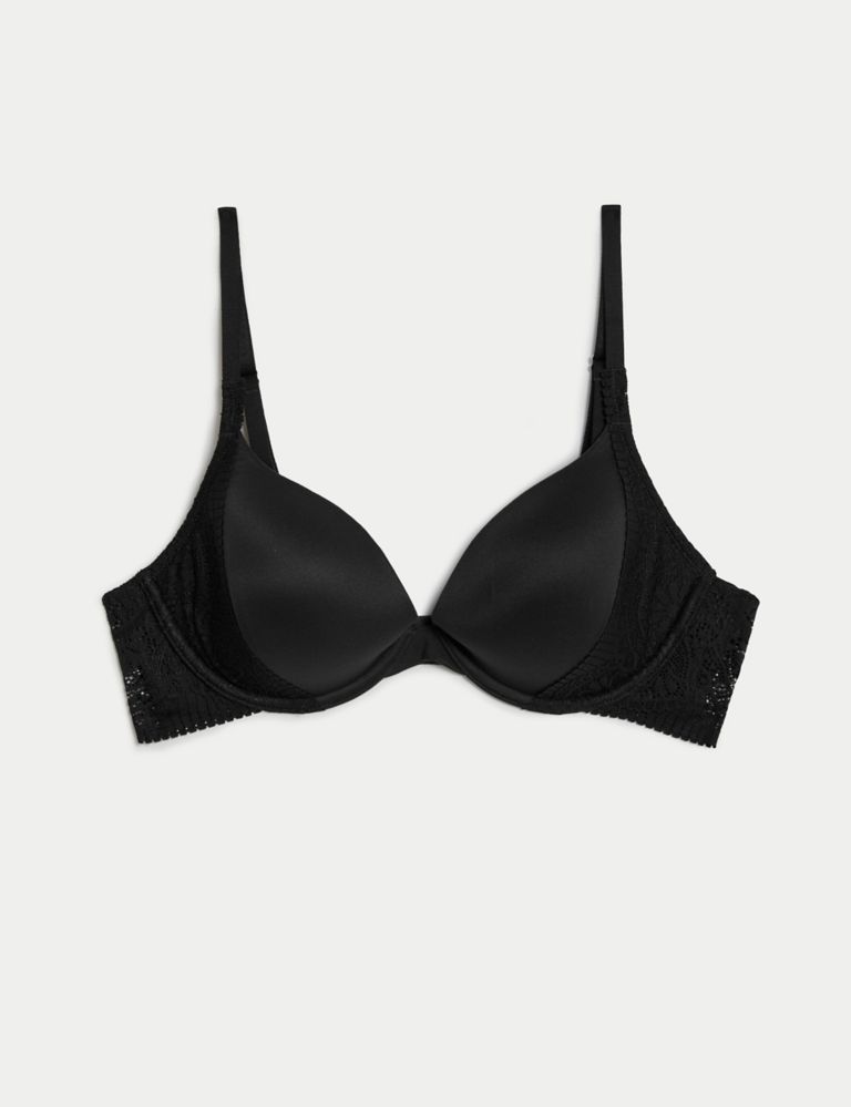 Gap Body Bra 10B 32B Black T-Shirt Underwire Moulded Cup Lace Band