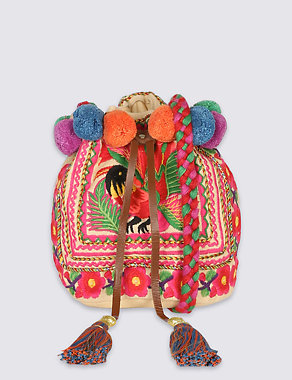 Boho Embroidered Mini Duffle Bag Image 2 of 5