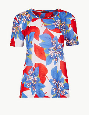 Bold Floral Print Relaxed Fit T-Shirt Image 2 of 4