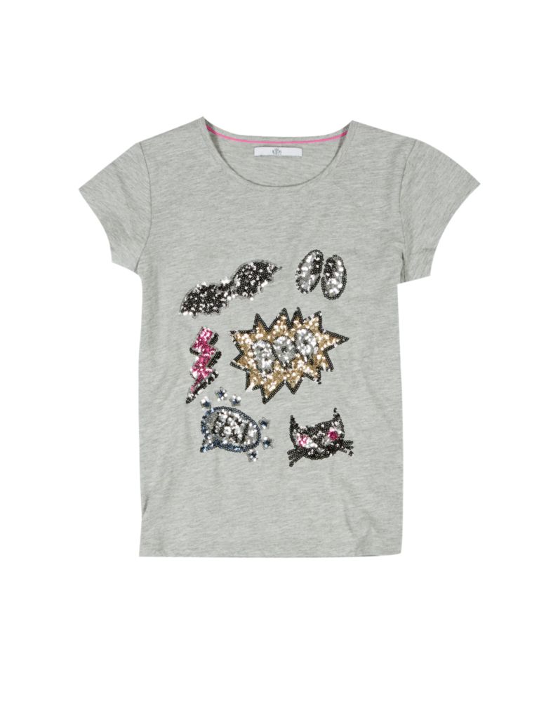 Boo Sequin Embellished T-Shirt (5-14 Years) 2 of 3