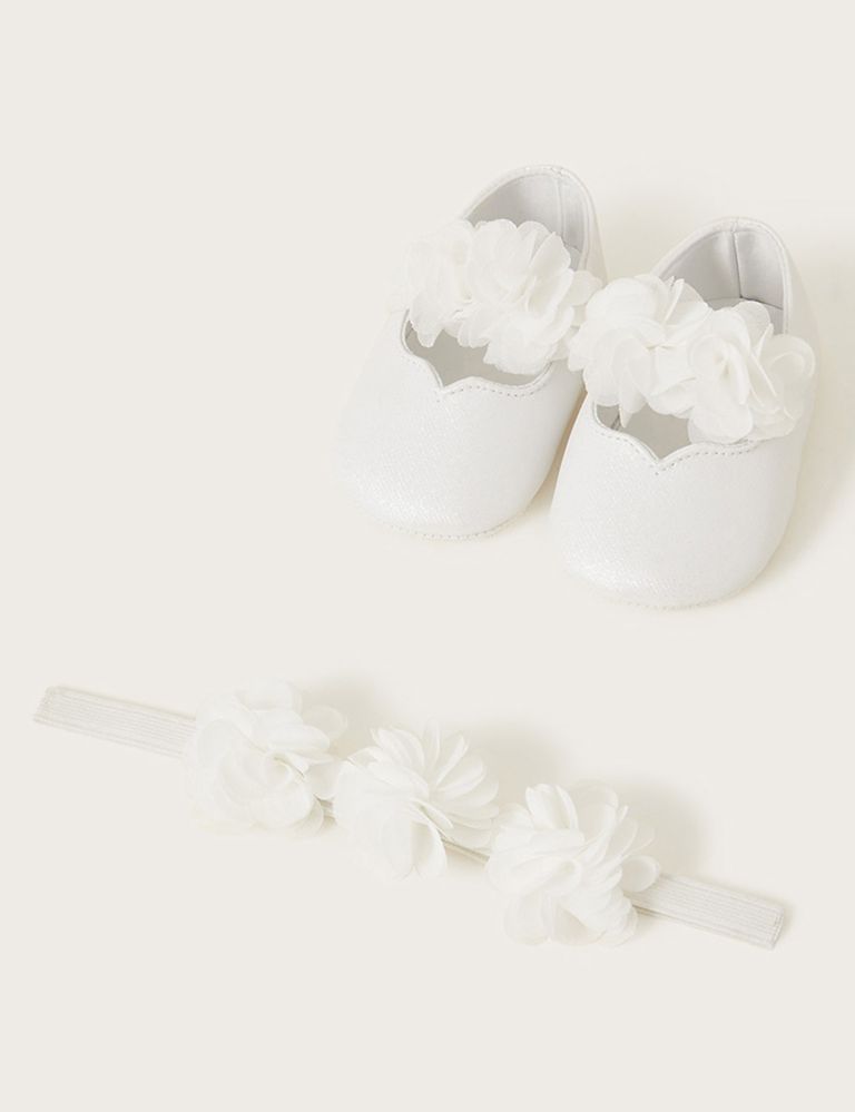 Booties and Headband Corsage Set (0-18 Mths) 2 of 2