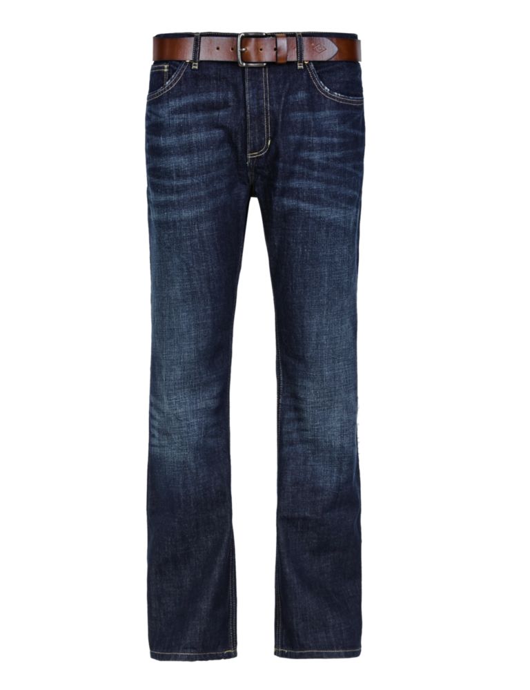 Bootleg Belted Washed Jeans 2 of 3