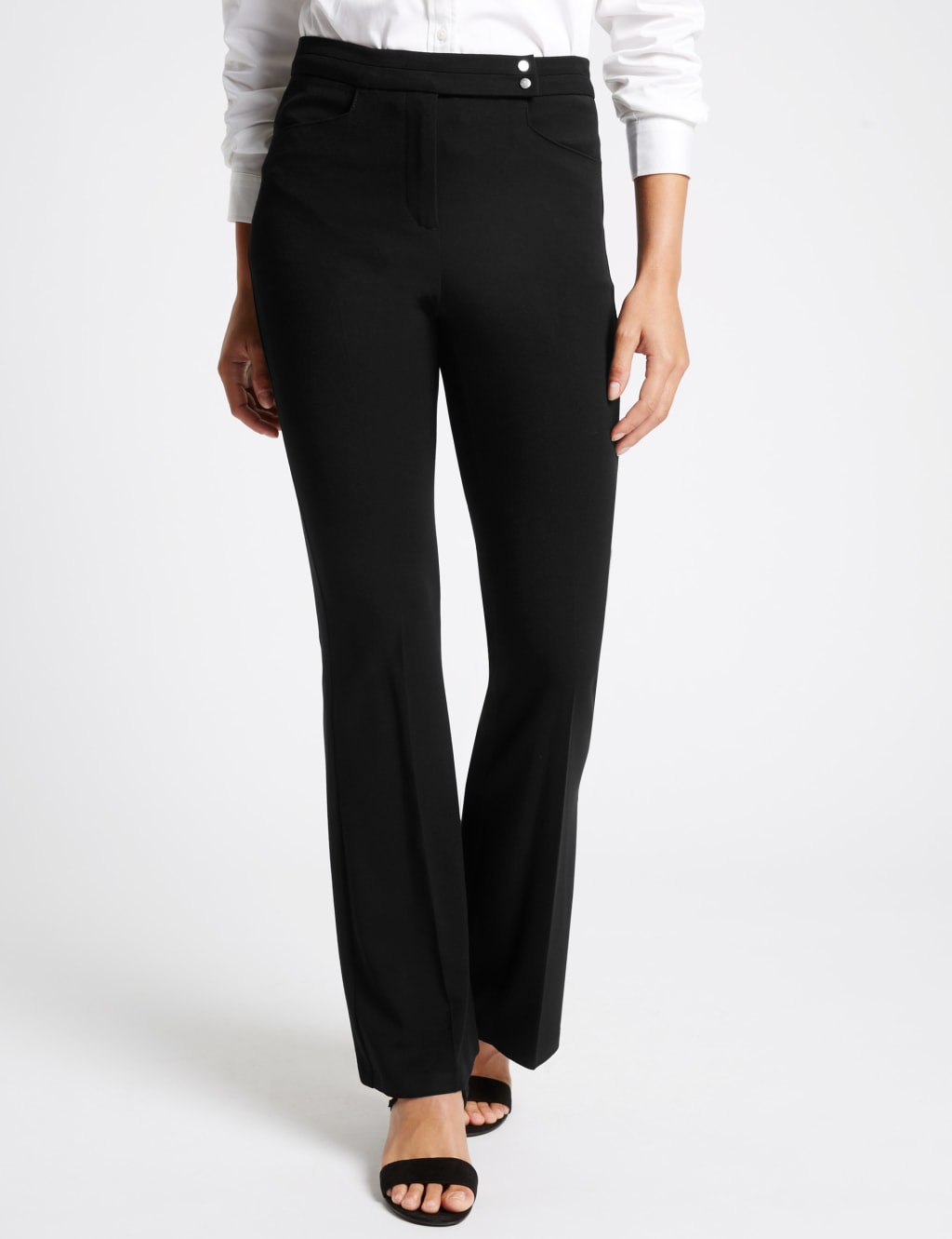 Black bootleg work trousers online