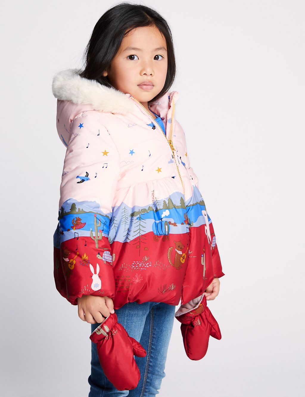 Border Print Padded Coat (3 Months - 7 Years) 2 of 6