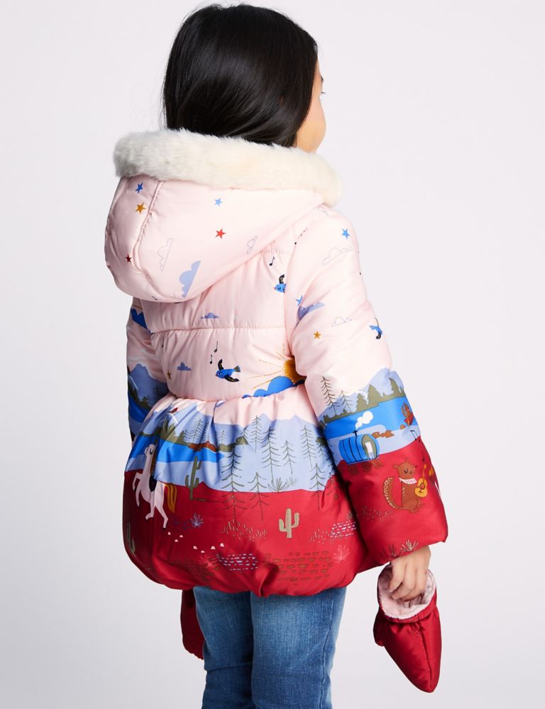 Border Print Padded Coat (3 Months - 7 Years) 4 of 6