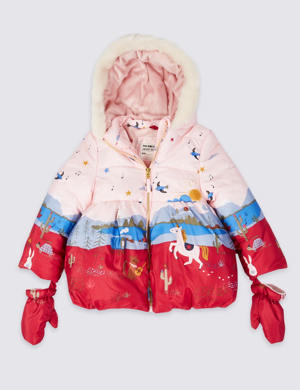 Border Print Padded Coat (3 Months - 7 Years) 1 of 6