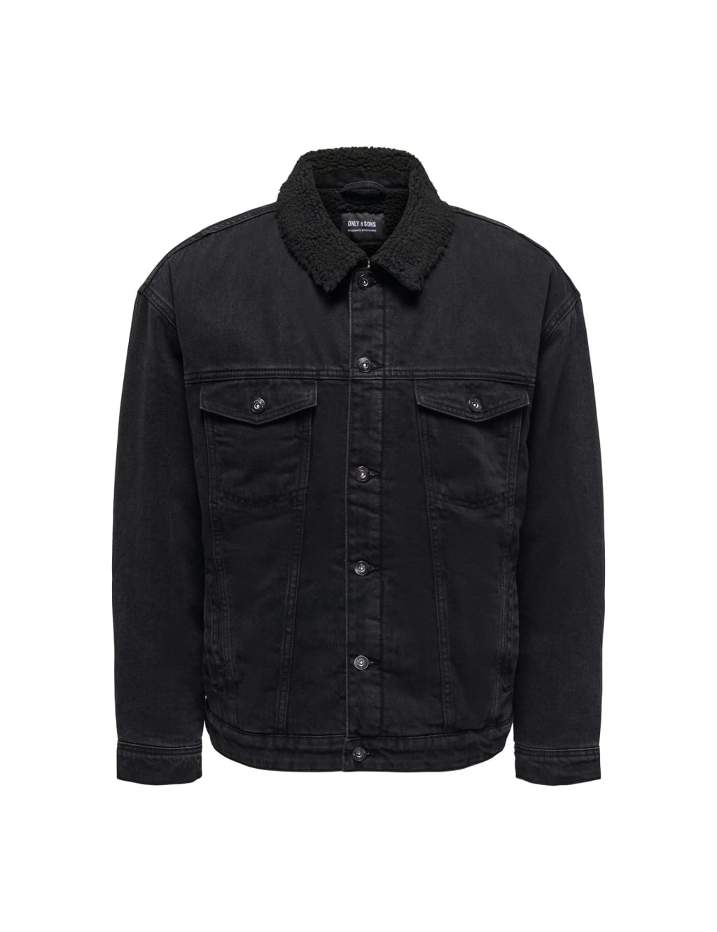 Monki borg denim trucker jacket in black sales