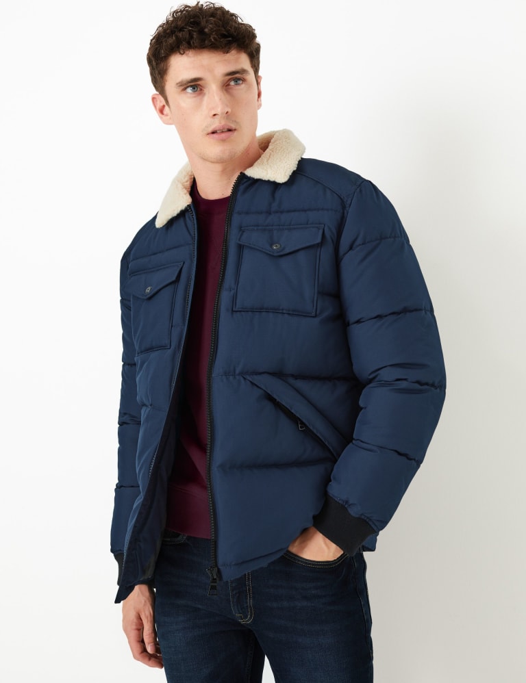 Borg Collar Puffer Jacket with Thermowarmth M S Collection M S