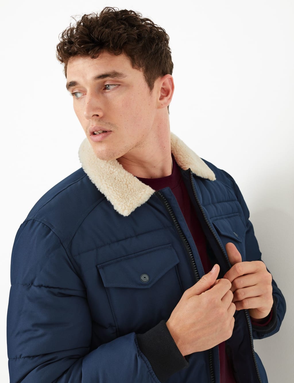 Borg Collar Puffer Jacket with Thermowarmth M S Collection M S