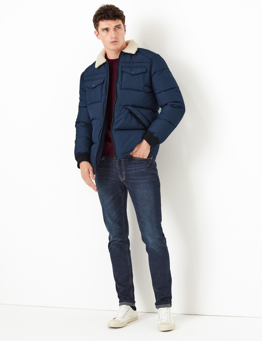Navy borg collar jacket sale