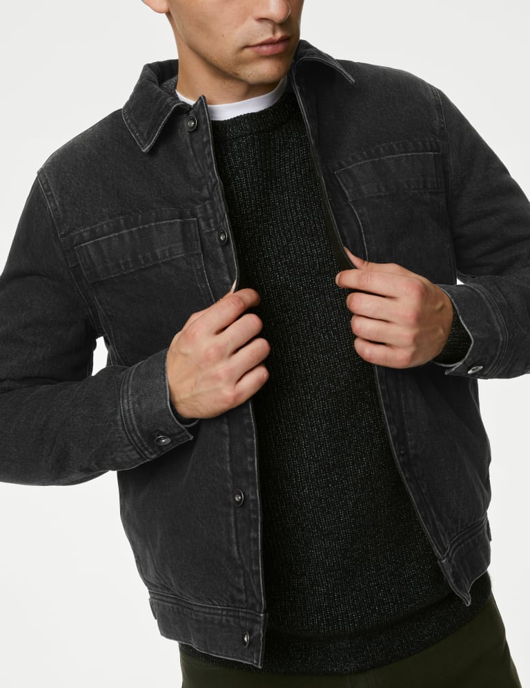 Men's black denim jacket hot sale
