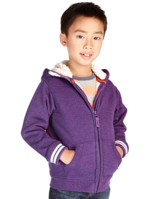 borg lined hoodie boys