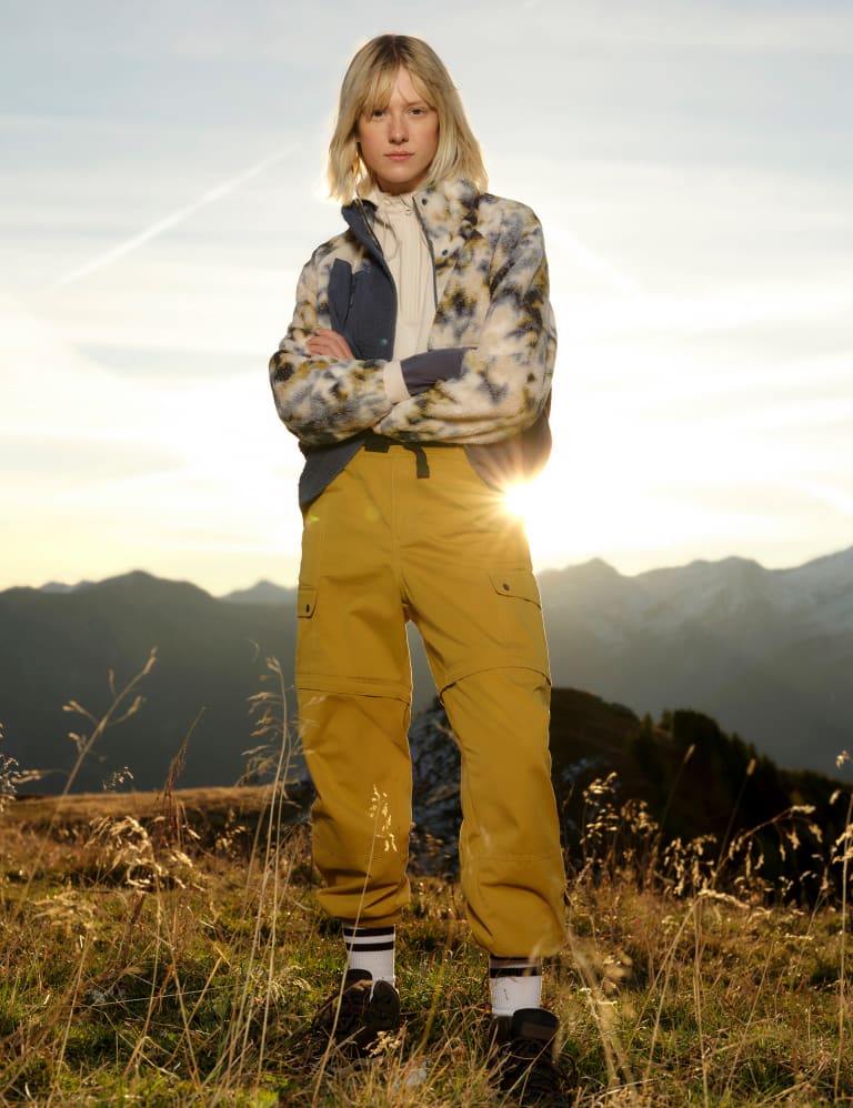 Borg Printed Fleece Cropped Jacket