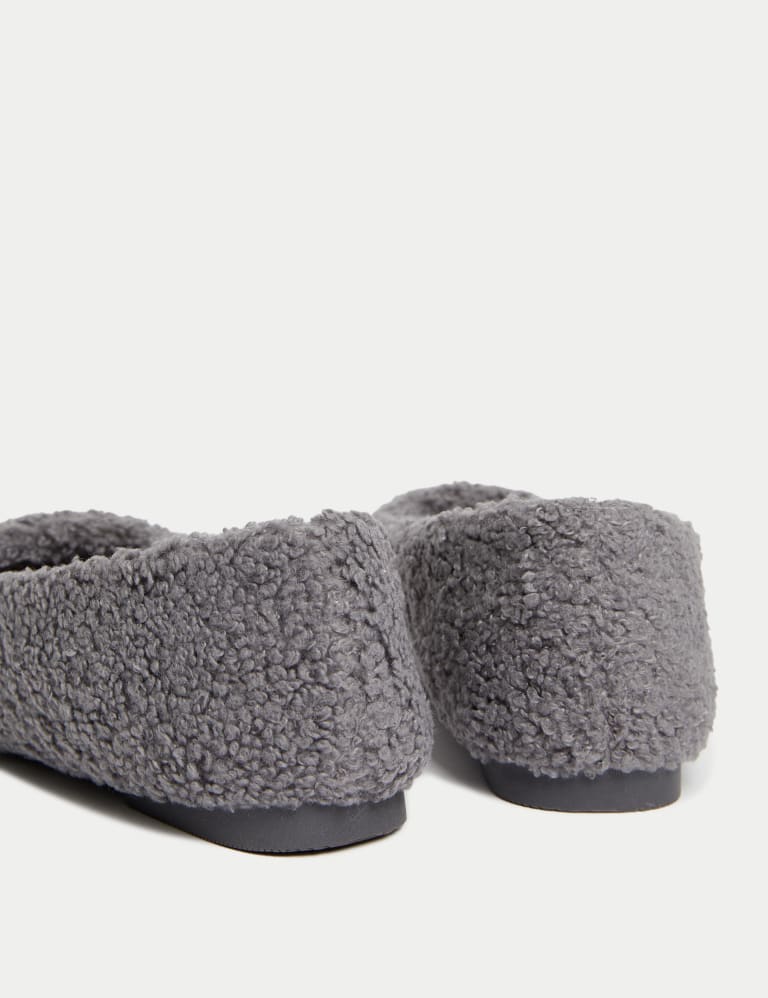 Borg Square Toe Ballerina Slippers