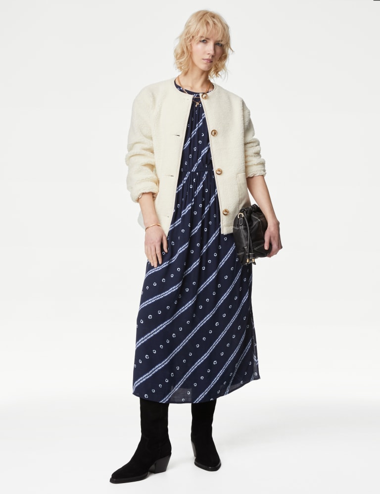 Borg Textured Collarless Jacket Per Una M S
