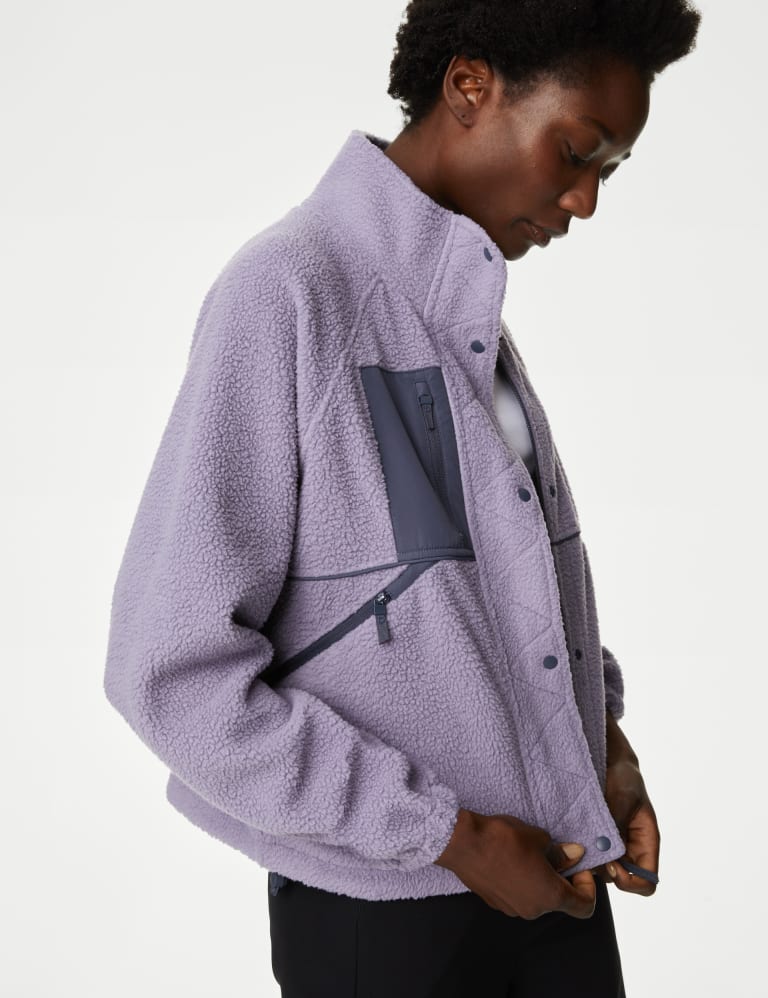 Cropped borg jacket shop