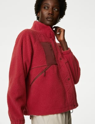 Borg Zip Up Fleece Cropped Jacket | Goodmove | M&S