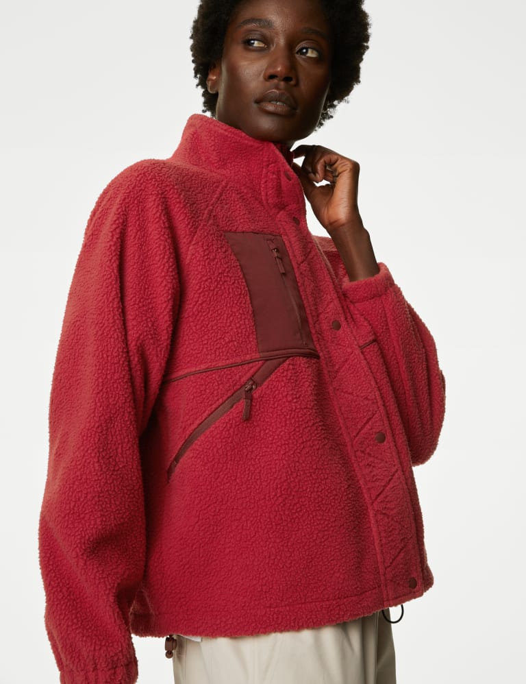 Borg Zip Up Fleece Cropped Jacket | Goodmove | Mu0026S
