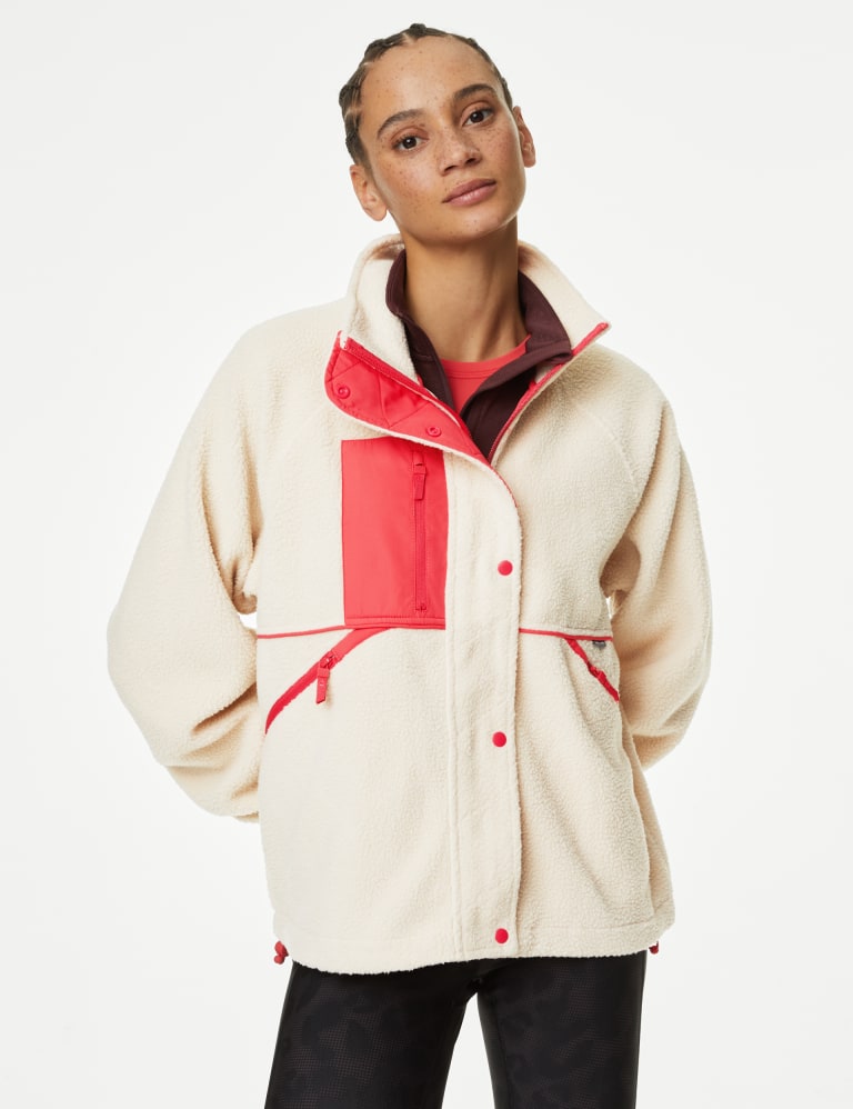 Borg Zip Up Fleece Cropped Jacket