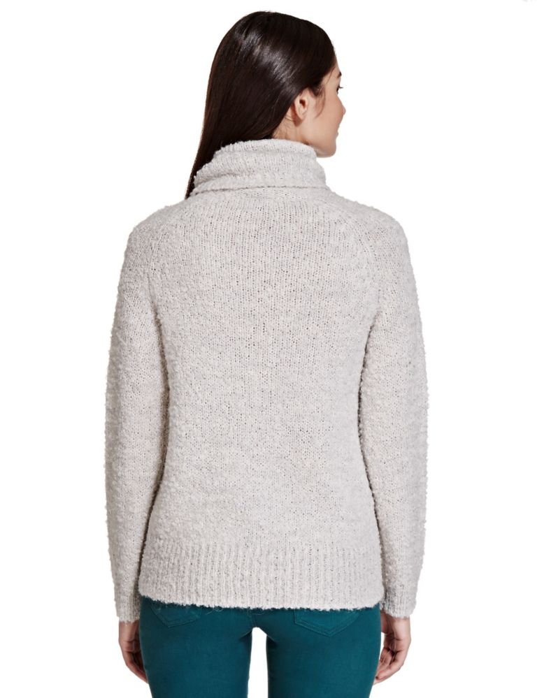 Bouclé Polo Neck Jumper with Wool 4 of 4